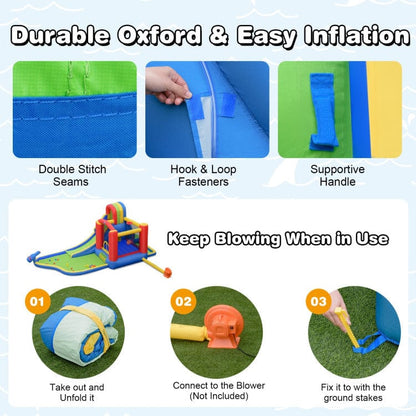 Costway Inflatable Kid Bounce House Slide Climbing Splash Park Pool Jumping Castle Without Blower