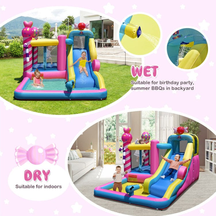 Costway Sweet Candy Inflatable Bounce House Water Slide