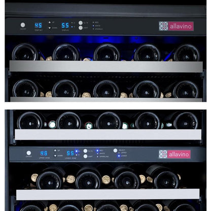 Allavino 47&quot; Wide FlexCount II Tru-Vino 112 Bottle Three Zone Stainless Steel Side-by-Side Wine Refrigerator