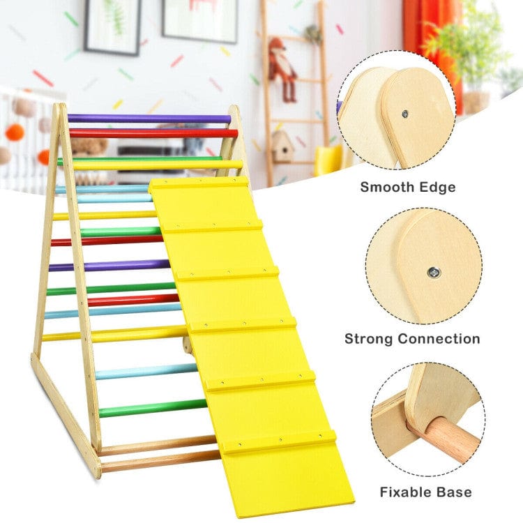 Costway Foldable Wooden Climbing Triangle Indoor Home Climber Ladder
