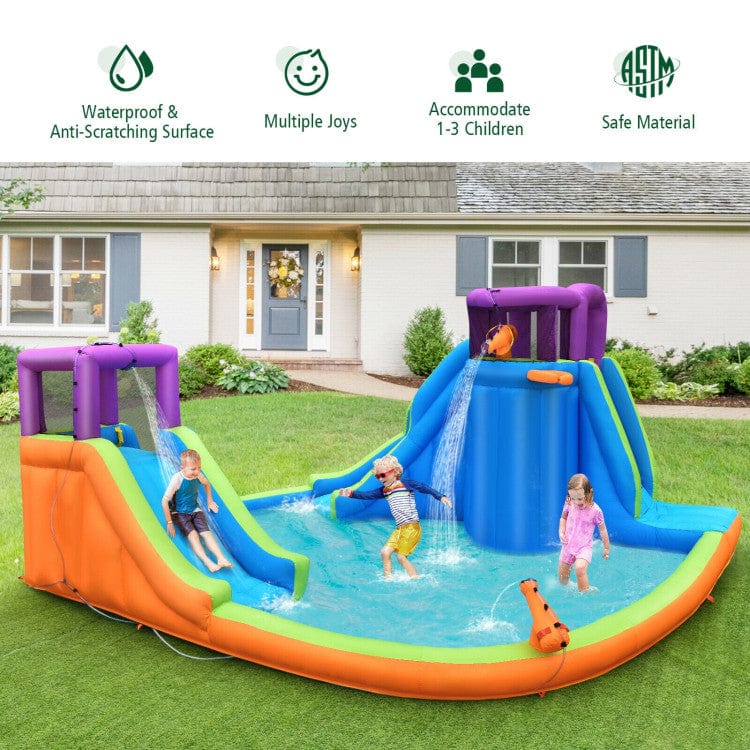 Costway 6-in-1 Inflatable Dual Water Slide Bounce House