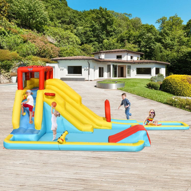 Costway 7-in-1 Inflatable Dual Slide Water Park Bounce House Without Blower