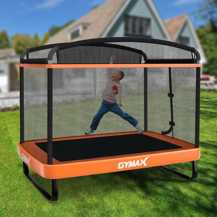 Costway 6 ft Kids Entertaining Trampoline with Swing Safety Fence - Orange
