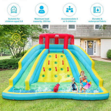 Costway Inflatable Water Park Bounce House Double Slide Climbing Wall