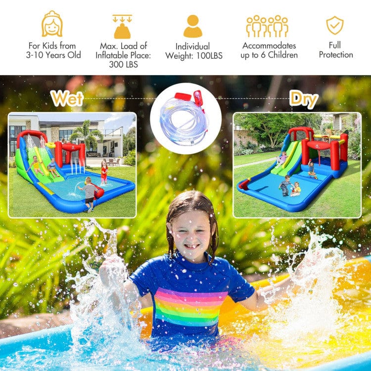 Costway Inflatable Water Slide with Ocean Balls for Kids without Blower
