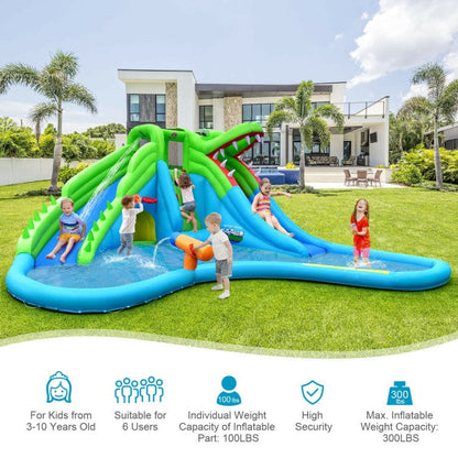 Costway Inflatable Crocodile Style Water Slide Kids Bounce Castle