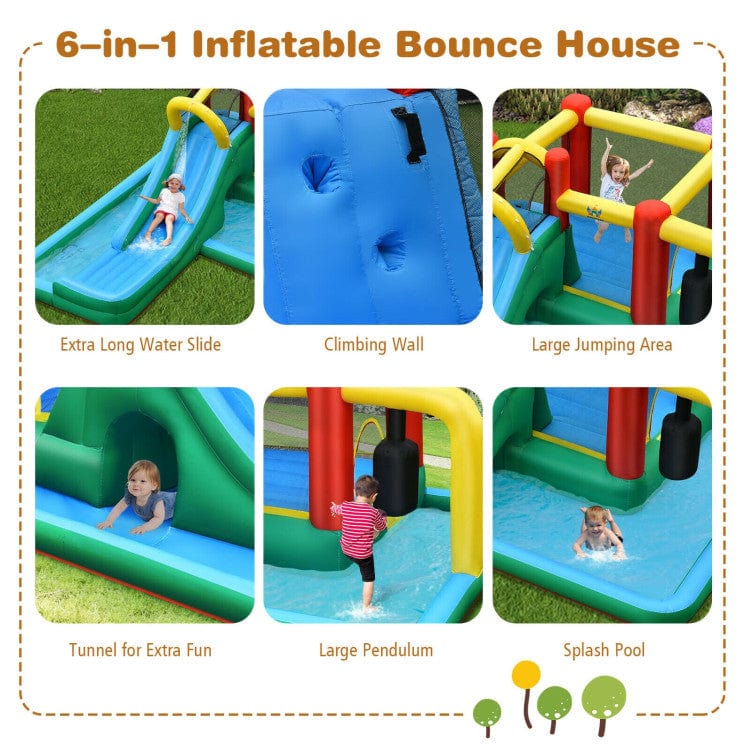 Costway Inflatable Water Slide Climbing Bounce House with Tunnel and Blower