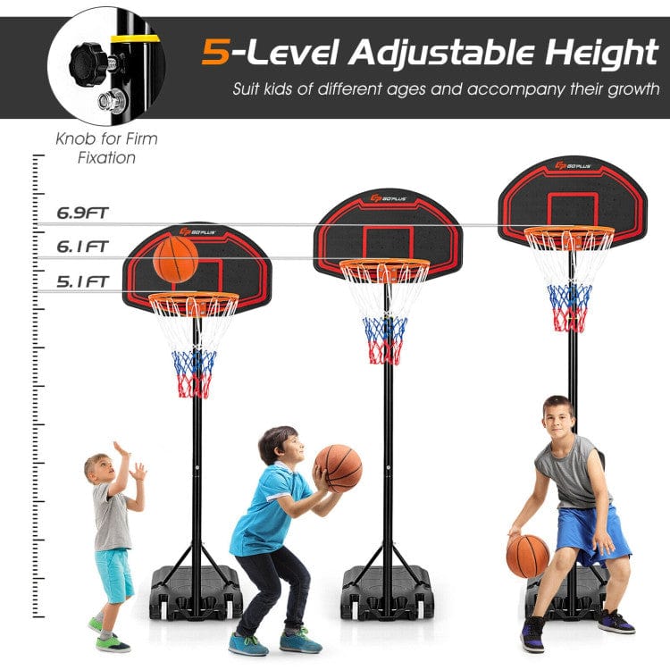 Costway Adjustable Kids' Basketball Hoop Stand Durable Net Wheels