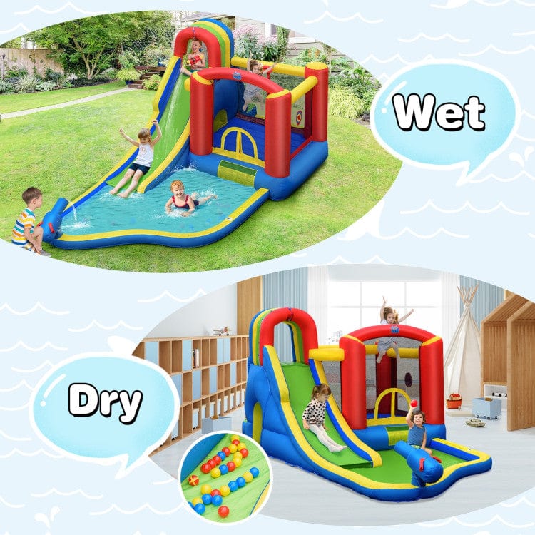 Costway Inflatable Bounce Slide Climbing Splash Park Pool Jumping Castle No Blower