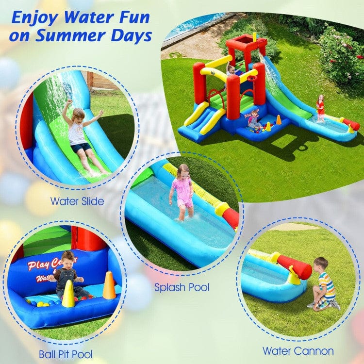 Costway 9-in-1 Inflatable Kids Water Slide Bounce House without Blower