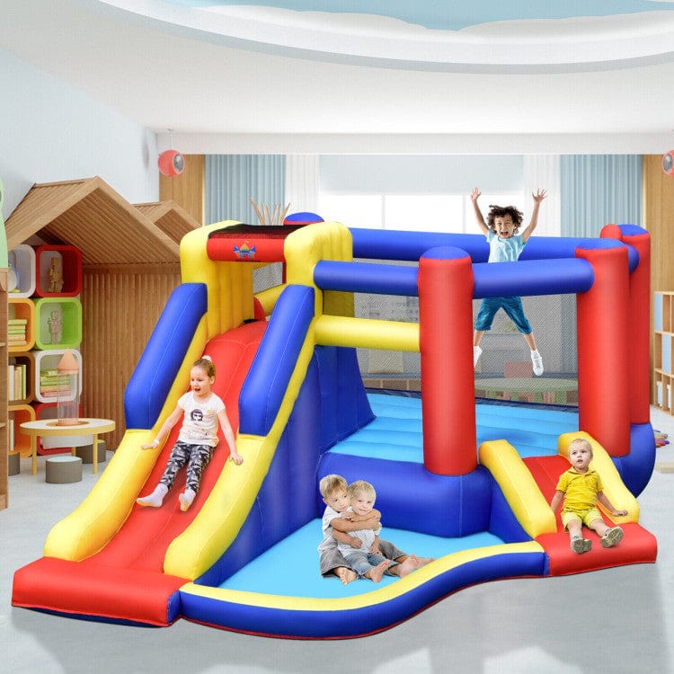 Costway Kids Inflatable Bouncy Castle with Double Slides without Air Blower