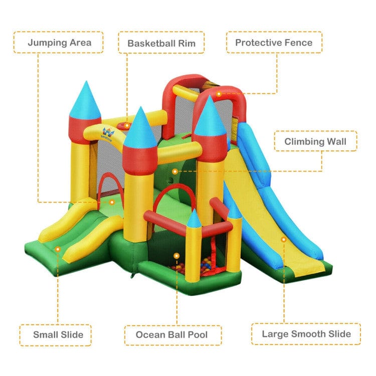 Costway Kids Inflatable Dual Slide Jumping Castle with 780W Blower