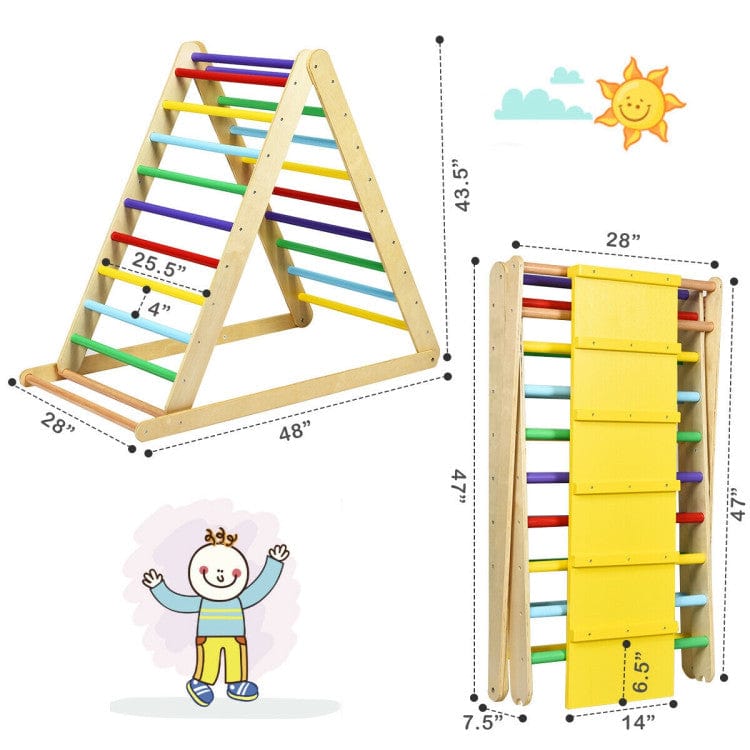 Costway Foldable Wooden Climbing Triangle Kids Climber Ladder