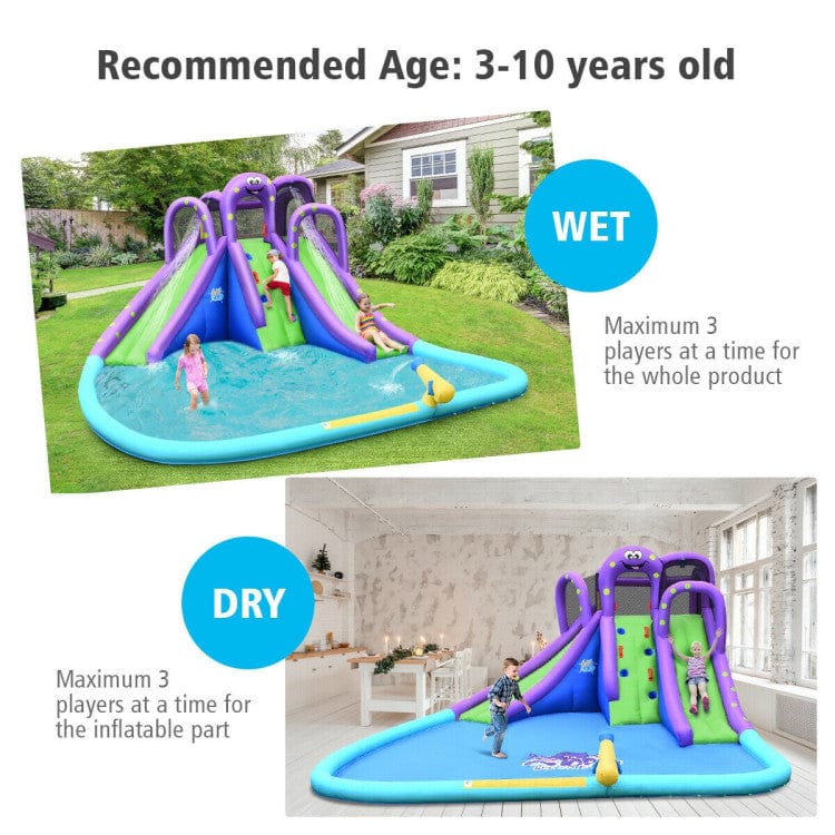 Costway Inflatable Water Park Mighty Bounce House with Pool &amp; Blower