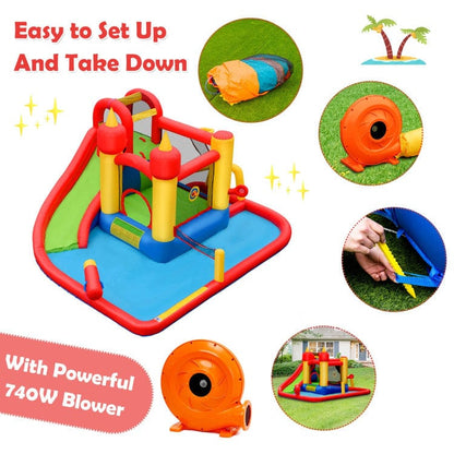 Costway Inflatable Blow Up Water Slide  Bounce House with 740 W Blower