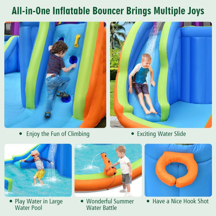 Costway 6-in-1 Inflatable Dual Water Slide Bounce House Without Blower
