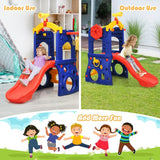 Costway 6-in-1 Freestanding Kids Slide with Basketball Hoop Ring Toss