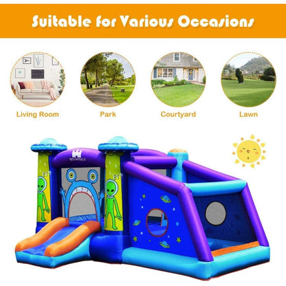 Costway Inflatable Alien Style Kids Bouncy Castle with 480W Air Blower
