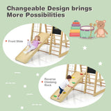 Costway 8-in-1 Wooden Climber Kids Play Set with Slide Swing