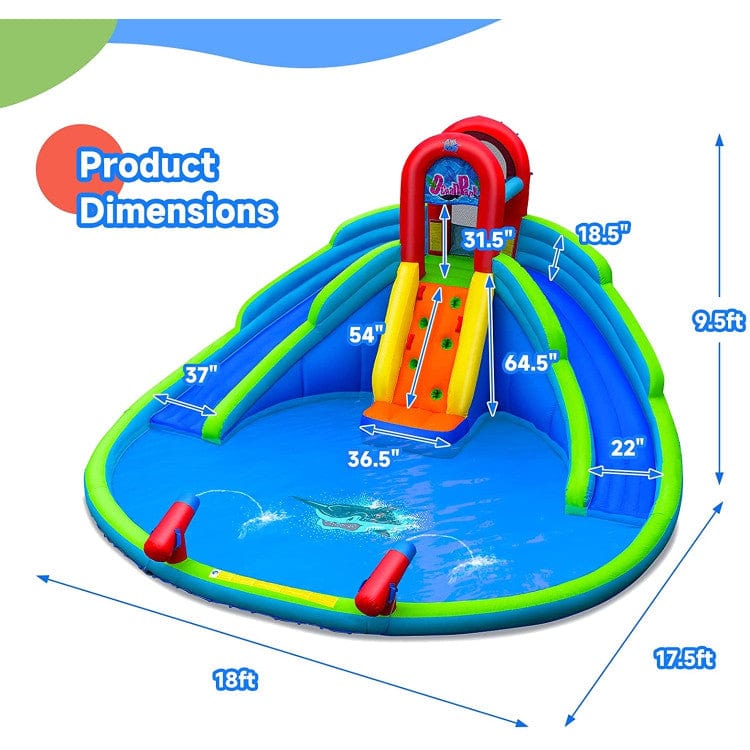 Costway Inflatable Water Park Waterslide for Kids Backyard with 780W Air Blower