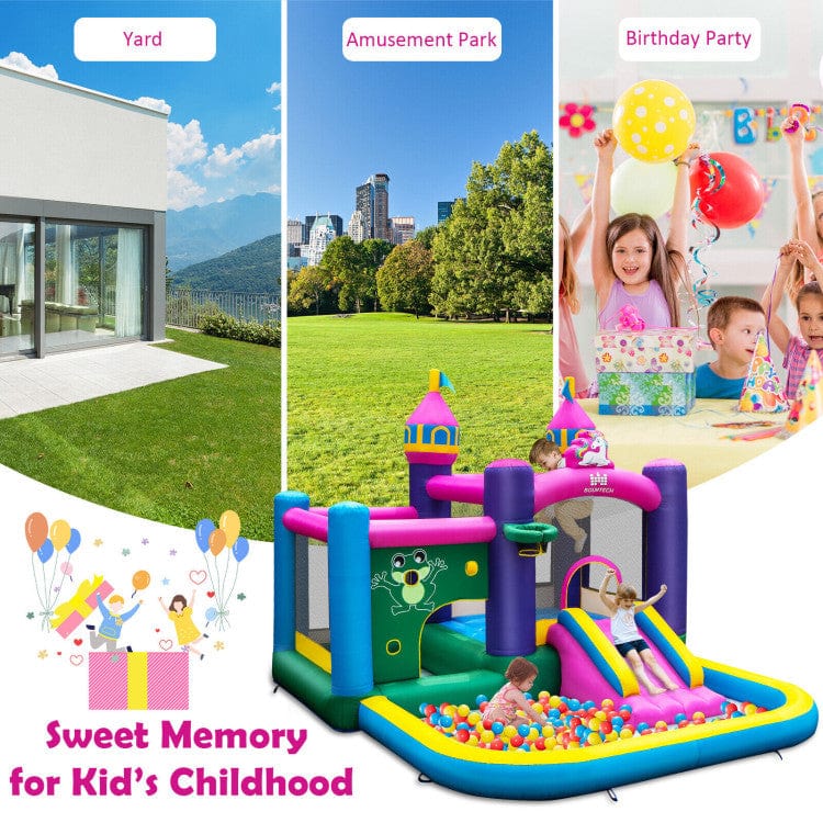 Costway 6-in-1 Kids Inflatable Unicorn-themed Bounce House