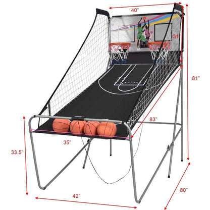 Costway Indoor Double Electronic Basketball Game with 4 Balls