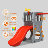 Costway 5 in 1 Toddler Climber Slide Playset Basketball Hoop Telescope