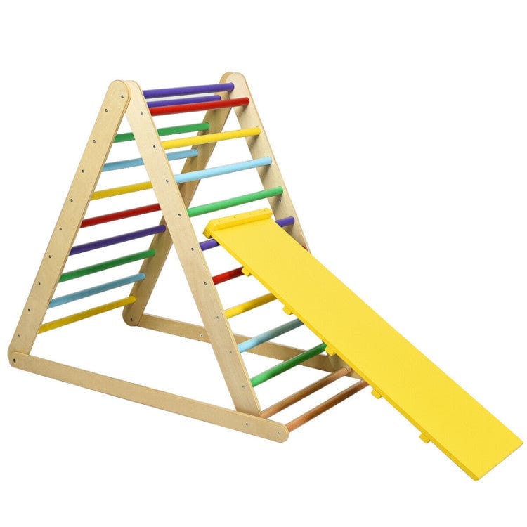 Costway Foldable Wooden Climbing Triangle Kids Climber Ladder