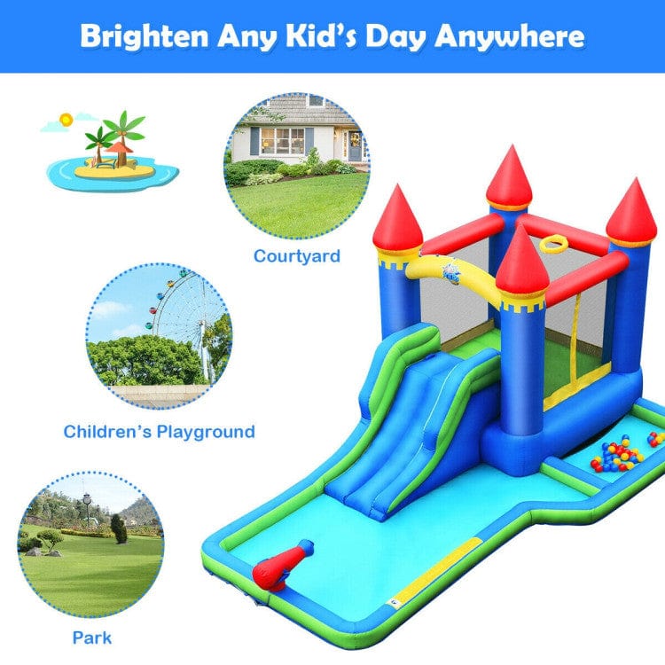 Costway Inflatable Bounce House Castle Water Slide Climbing Wall