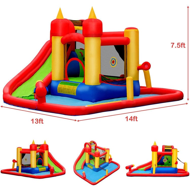 Costway Inflatable Water Slide Jumper Bounce House with Ocean Ball without Blower