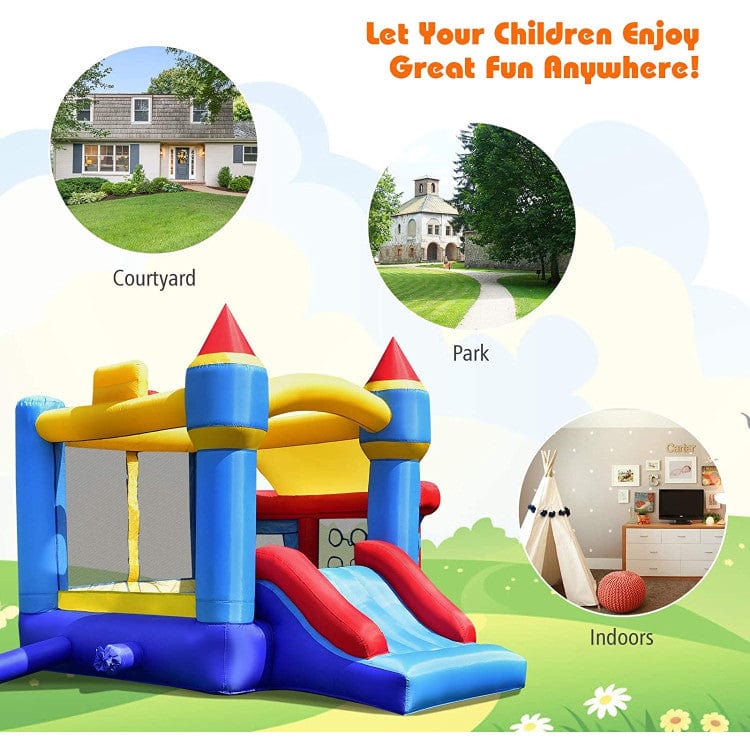 Costway Castle Slide Inflatable Bounce House Ball Pit Basketball Hoop