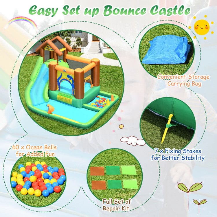 Costway Inflatable Waterslide Bounce House Climbing Wall without Blower