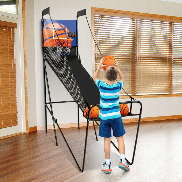 Costway Foldable Single Shot Basketball Arcade Game with Electronic Scorer and Basketballs