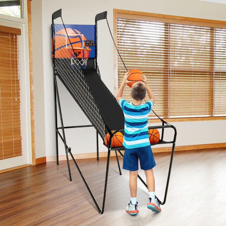 Costway Foldable Single Shot Basketball Arcade Game with Electronic Scorer Basketballs