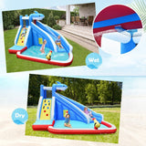 Costway Inflatable Water Slide Shark Bounce House Castle