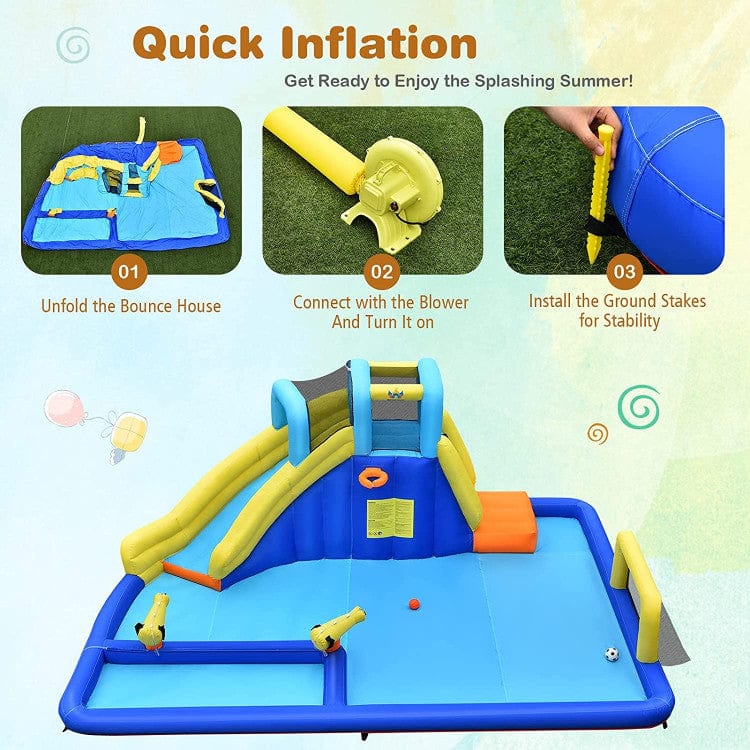 Costway 6-in-1 Inflatable Water Slides Air Blower