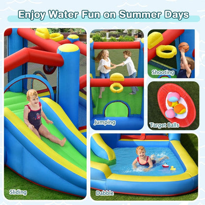 Costway Inflatable Kids Water Slide Outdoor Indoor Slide Bounce Castle without Blower