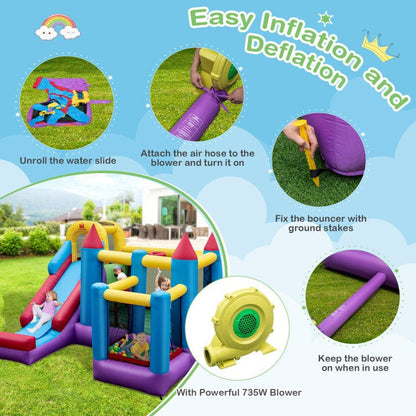 Costway 5-in-1 Inflatable Bounce House with 735W Blower