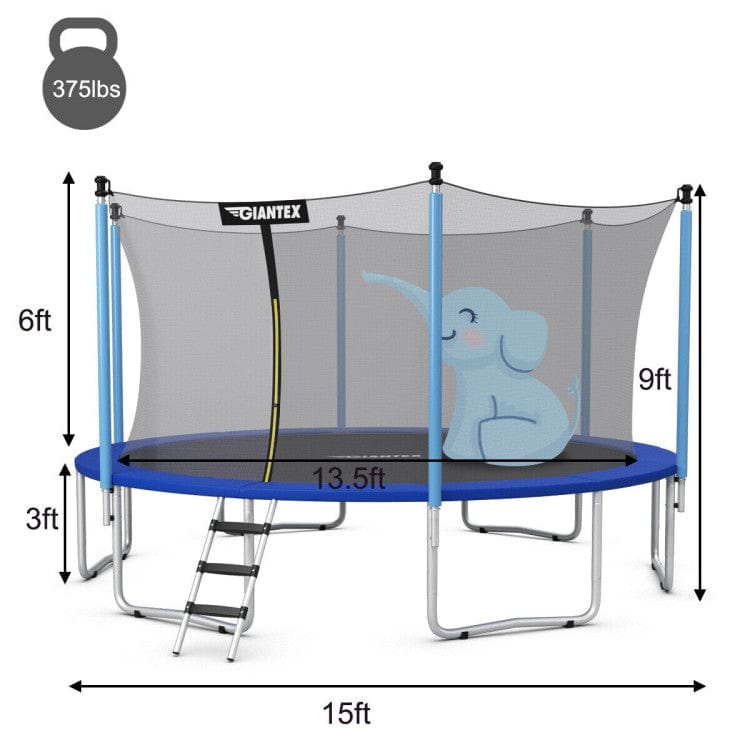 Costway 15 ft Outdoor Trampoline with Safety Enclosure Net