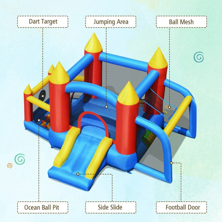 Costway Kid Inflatable Slide Jumping Castle Bounce House with 740w Blower