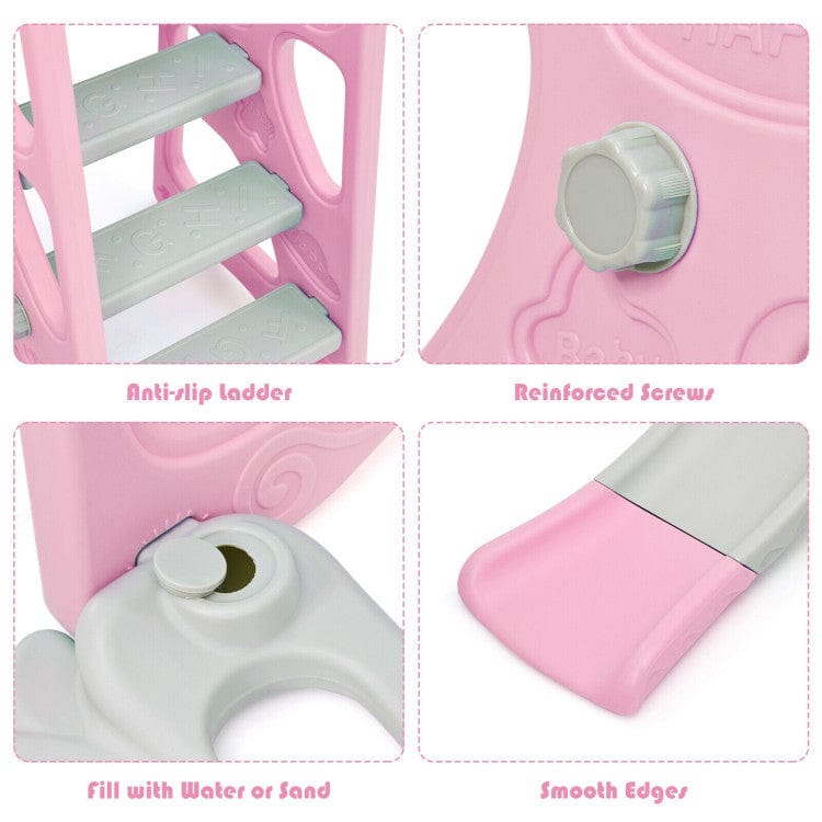 Costway 3-in-1 Toddler Climber Swing Set Slide Playset Pink