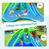 Costway Inflatable Crocodile Style Water Slide Kids Bounce Castle