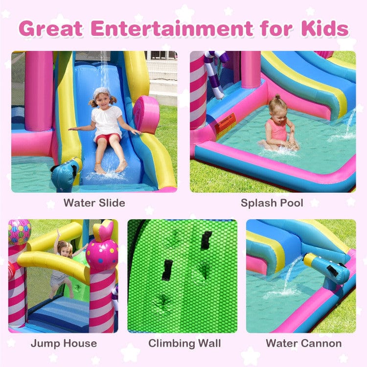 Costway Sweet Candy Inflatable Bounce House Water Slide