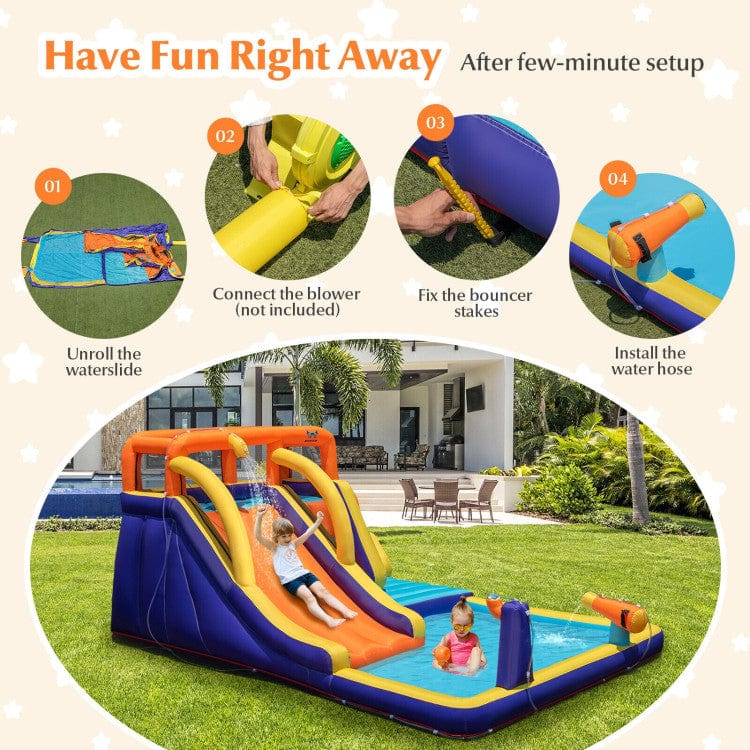 Costway 4-in-1 Kids Bounce Castle with Splash Pool