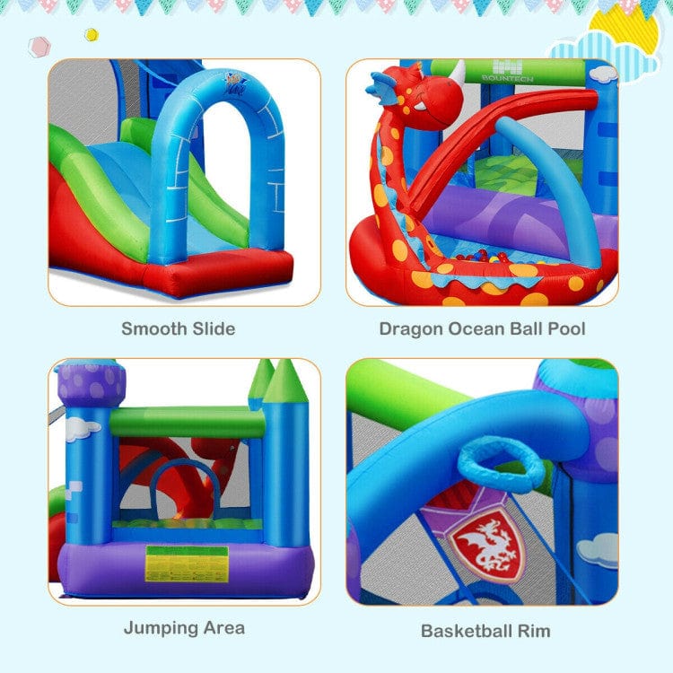 Costway Kids Inflatable Bounce House Dragon Jumping Slide Bouncer Castle