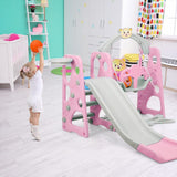 Costway 3-in-1 Toddler Climber Swing Set Slide Playset Pink