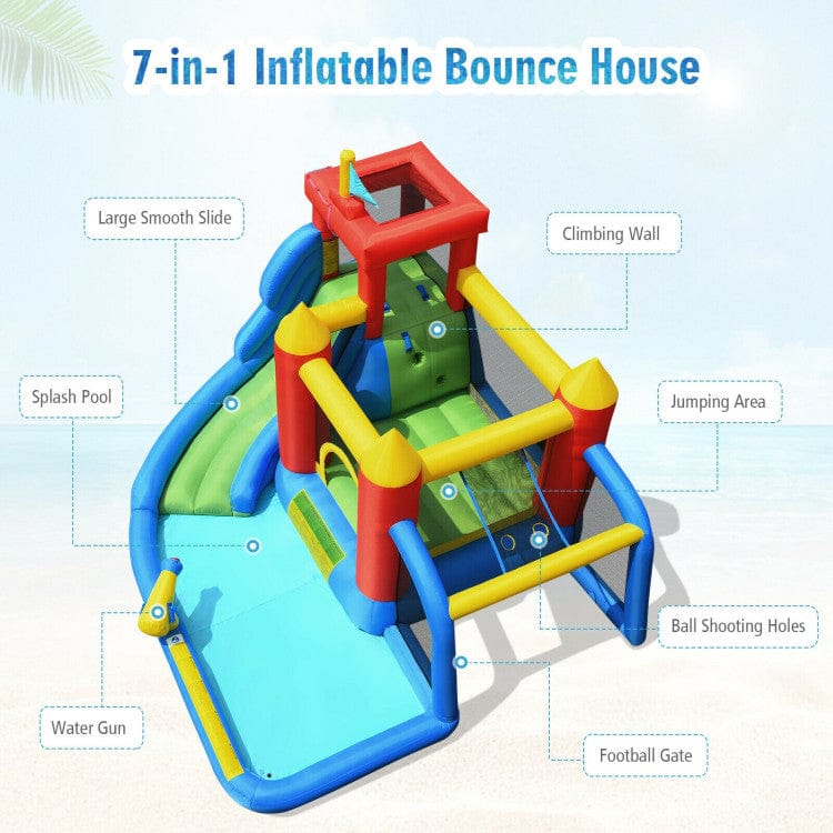 Costway Inflatable Bouncer Bounce House with Water Slide Splash Pool