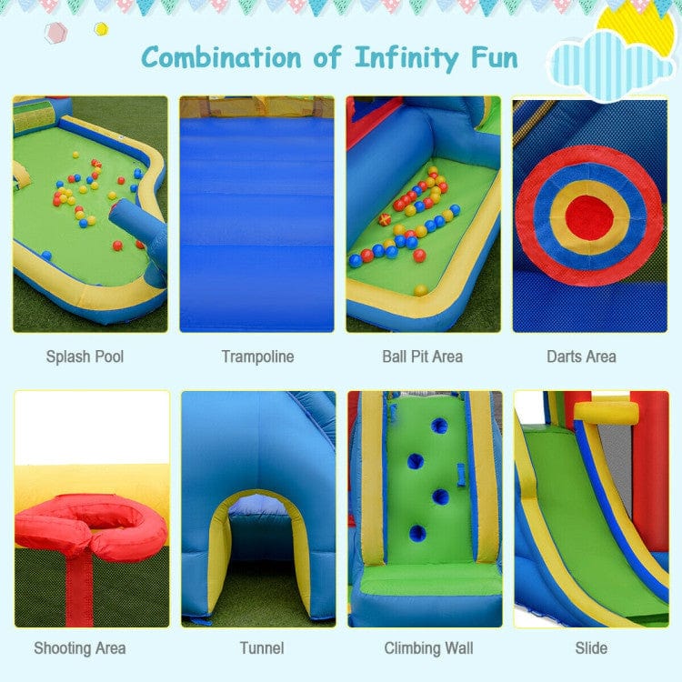 Costway Inflatable Bounce House Slide Climbing Splash Park Pool Jumping Castle