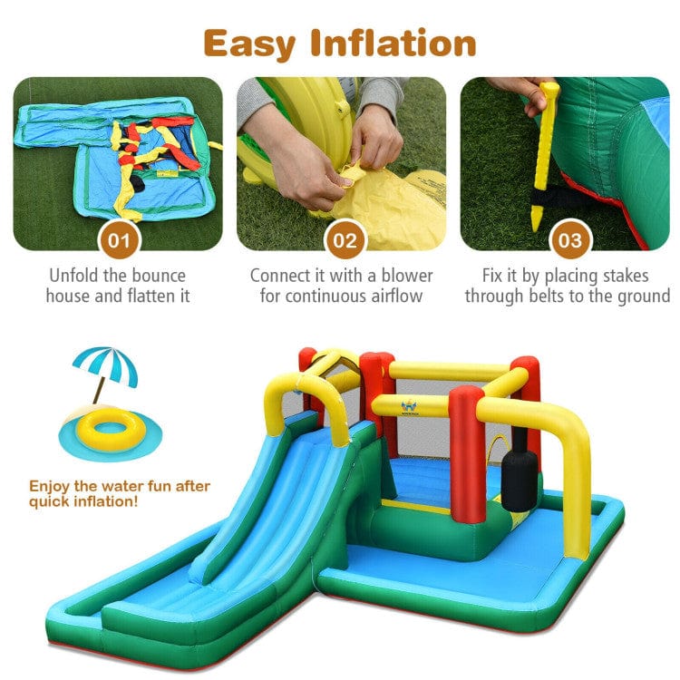 Costway Slide Water Park Climbing Bouncer Pendulum Chunnel Game