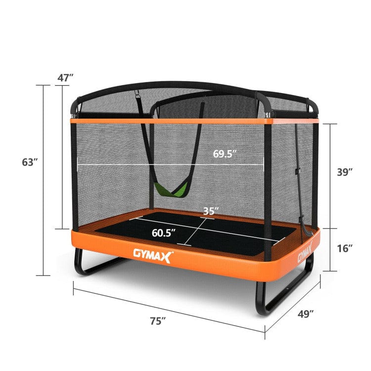 Costway 6 ft Kids Entertaining Trampoline Swing Safety Fence Orange